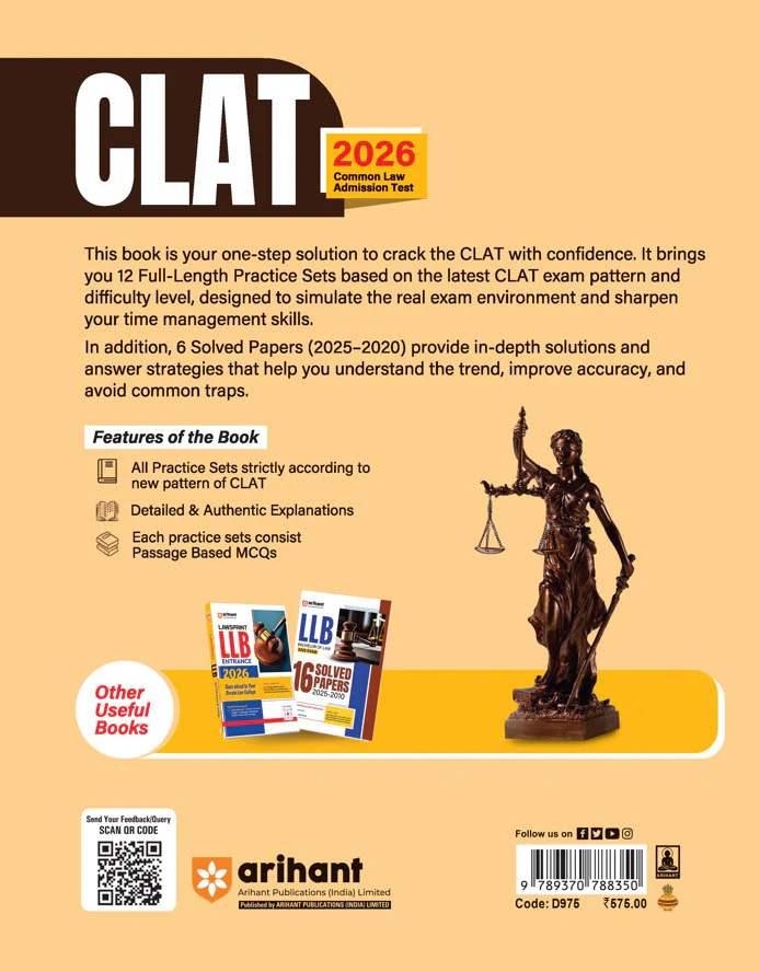 CLAT (Common Law Admission Test) 2026 | 12 Practice Sets & 6 Solved Papers (2025-2020), | MCQs, Detailed & Authentic Explanations - Image 2