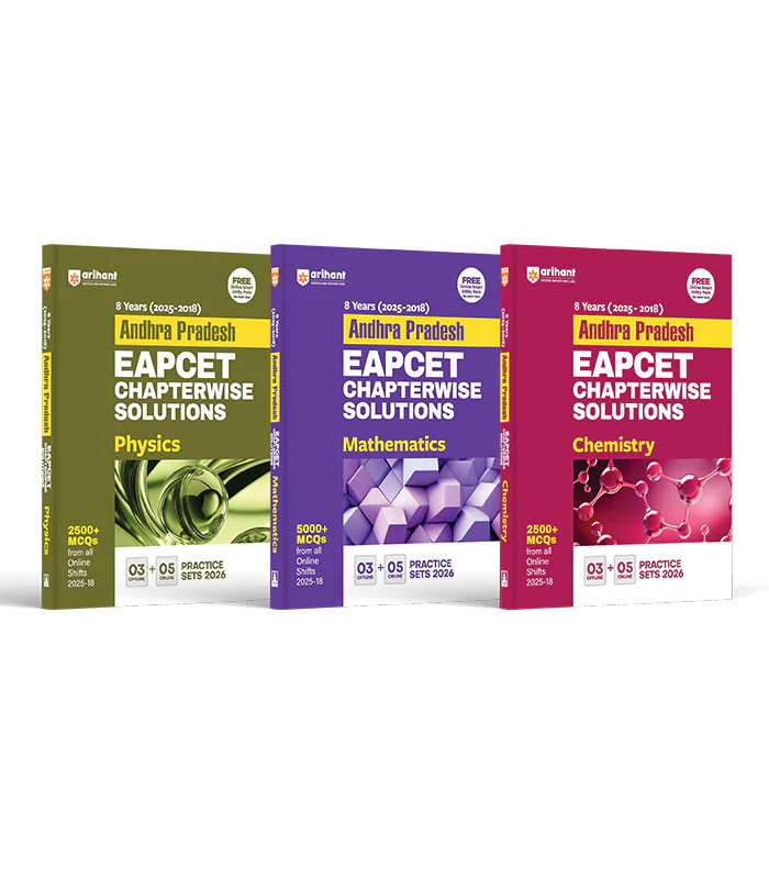 Combo of Andhra Pradesh EAPCET 8 Year Chapterwise Soultions 2025 | Physics, Chemistry Mathematics | English Medium