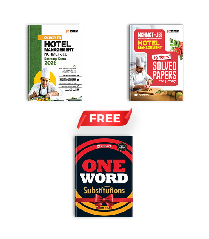 Combo of NCHMCT-JEE (Hotel Management Entrance Exam) 2026 | Study Guide & Solved Papers | With Free One Word Substitution