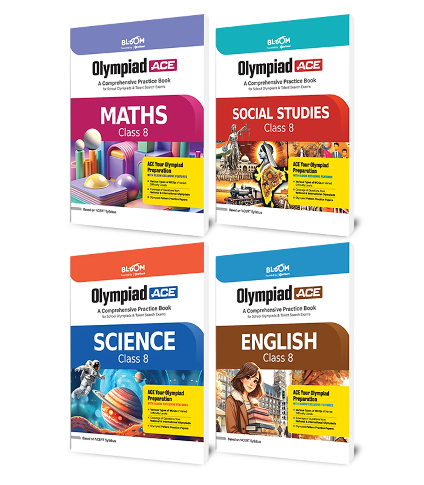 Combo of Olympiad ACE Class 8 | English, Maths, Science & Social Studies