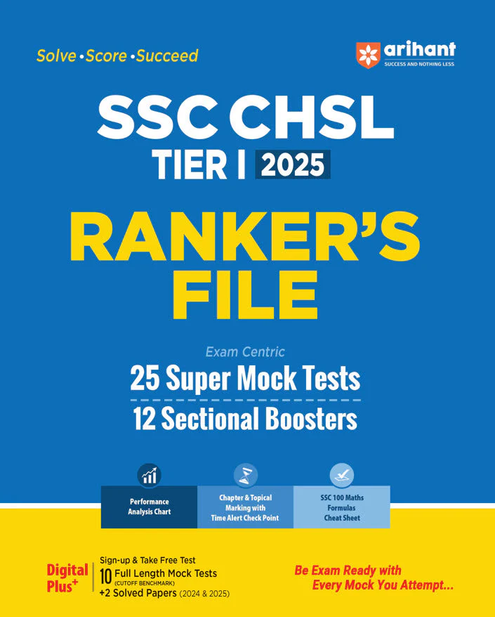 SSC CHSL (TIER I) Exam 2025 | Ranker's File - 25 Super Mock Tests, 12 Sectional Boosters