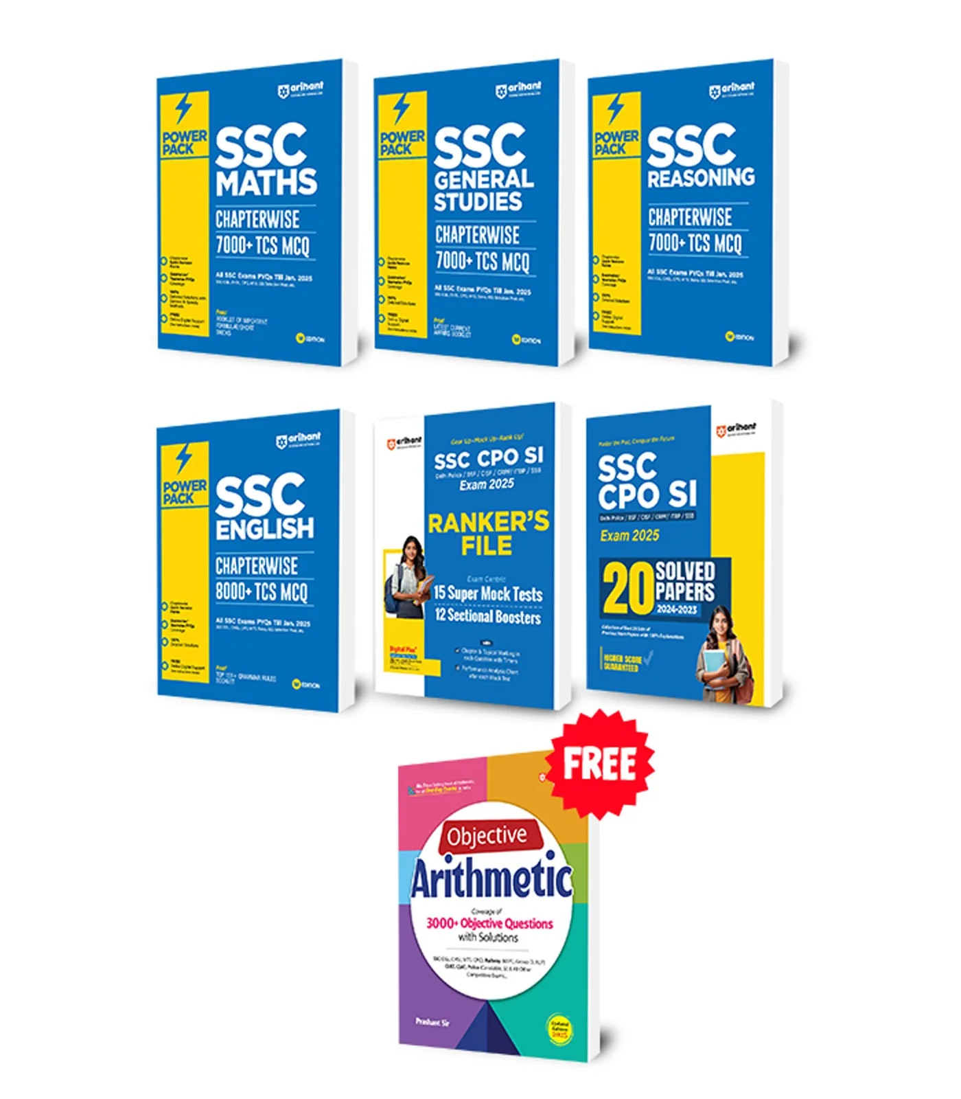combo of SSC Power Pack & SSC CPO (SI) Exam 2025 | SSC Power Pack (Reasoning, Math, General Studies, English) & SSC CPO (SI) (Solved Paper & Practice Sets) With Objective Arithmetic 2025 | English Medium