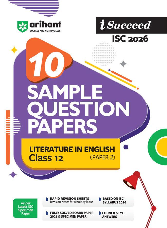 i-Succeed ISC 2026 – English (Paper 2) Class 12 | 10 Sample Question Papers | Based on Latest ISC Syllabus | Includes Solved Specimen Paper, 2025 Board Paper & Council-style Answers