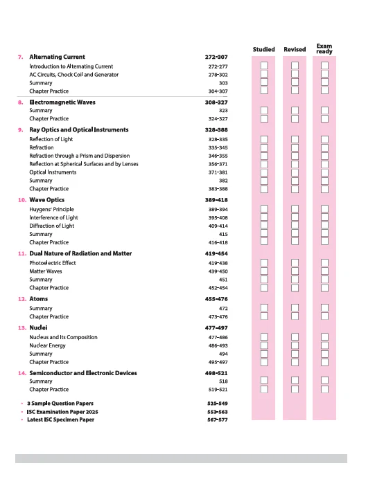 ISC All in One Physics Class 12 Exam 2026| With Topic & Chapter Exercises, Exam Pattern Questions, Specimen & Sample Papers with Board's Questions Upto 2025 - Image 4