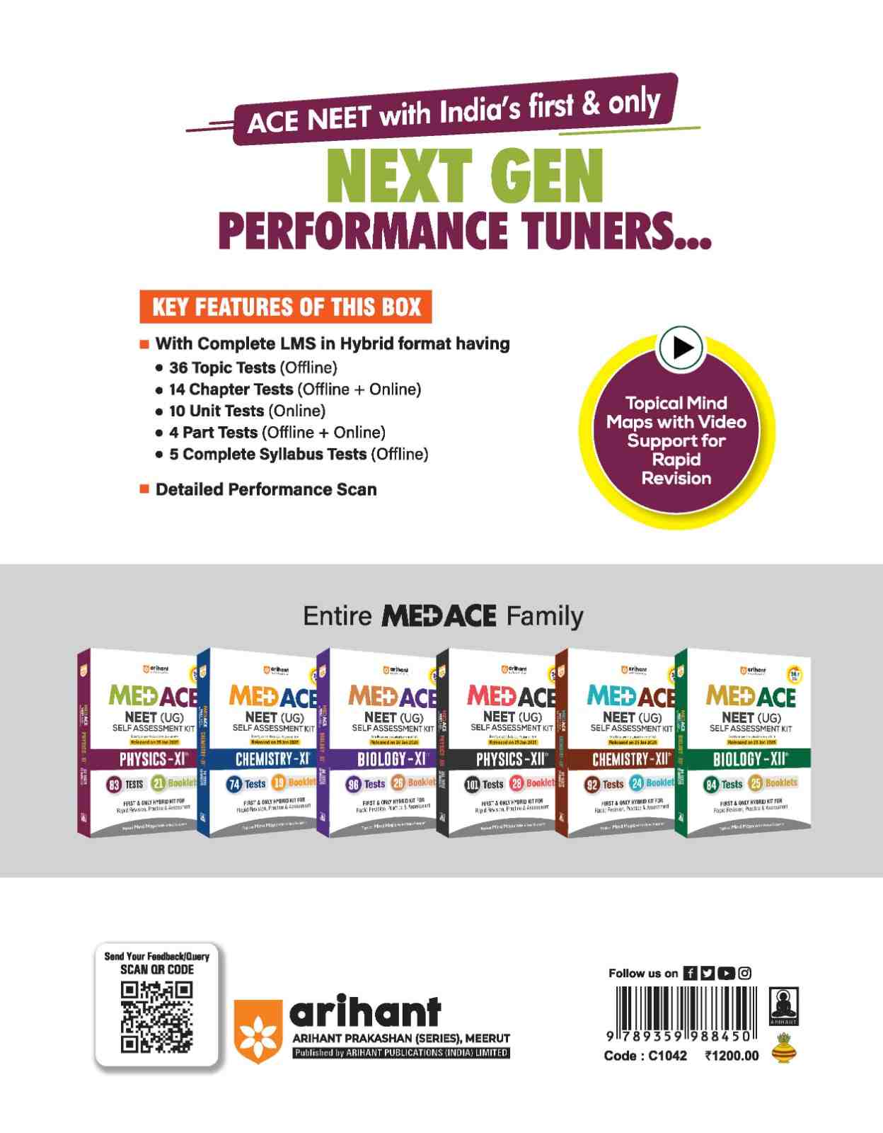 MED ACE NEET (UG) Physics Class XI | Self Assessment Hybrid Kit with 83 Tests & 21 Booklets | Latest NTA Pattern, Rapid Revision, Concept Testing & Performance Analysis | With Topical Mind Maps & Video Support - Image 2