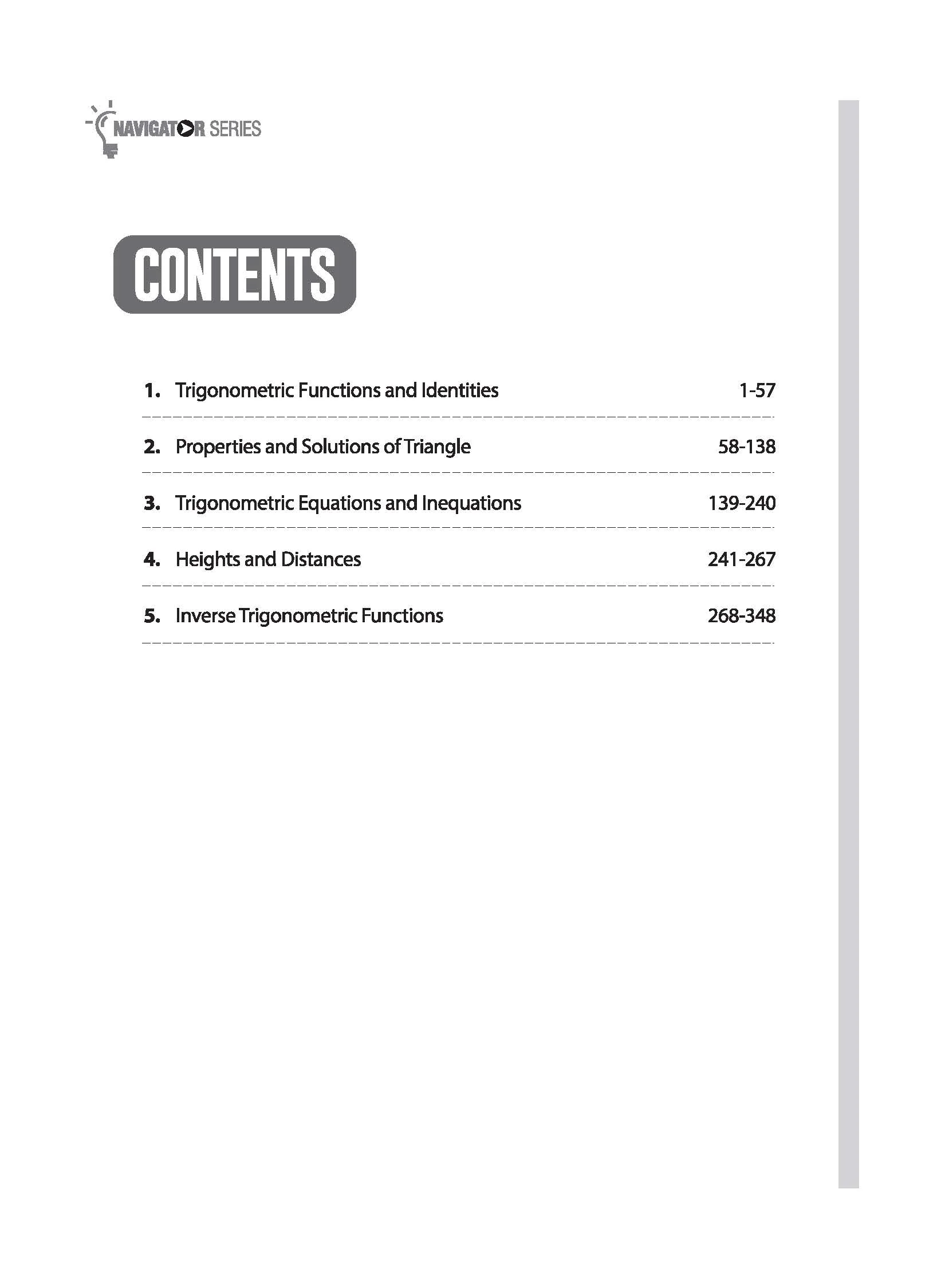 Navigator Series JEE Main & Advanced 2027 – Trigonometry | 1200+ Problems | Trigonometric Functions, Identities, Equations, Heights & Distances, Inverse Trigo | 3-Level Exercises with PYQs - Image 3