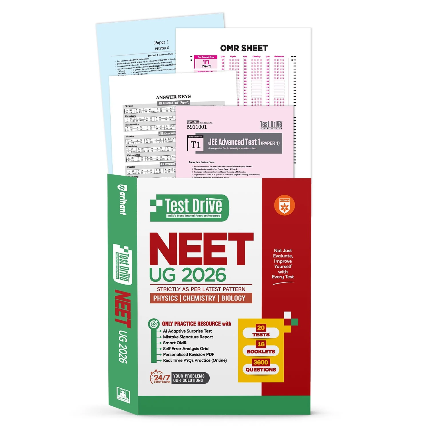 NEET (UG) 2026 Test Drive 20 Tests, 16 Booklets & 3600 Questions | Physics, Chemistry & Biology | AI-Adaptive Practice with Error Analysis, Smart OMR, Real-Time PYQs (Online) & Revision PDF | Based on Latest NTA Pattern